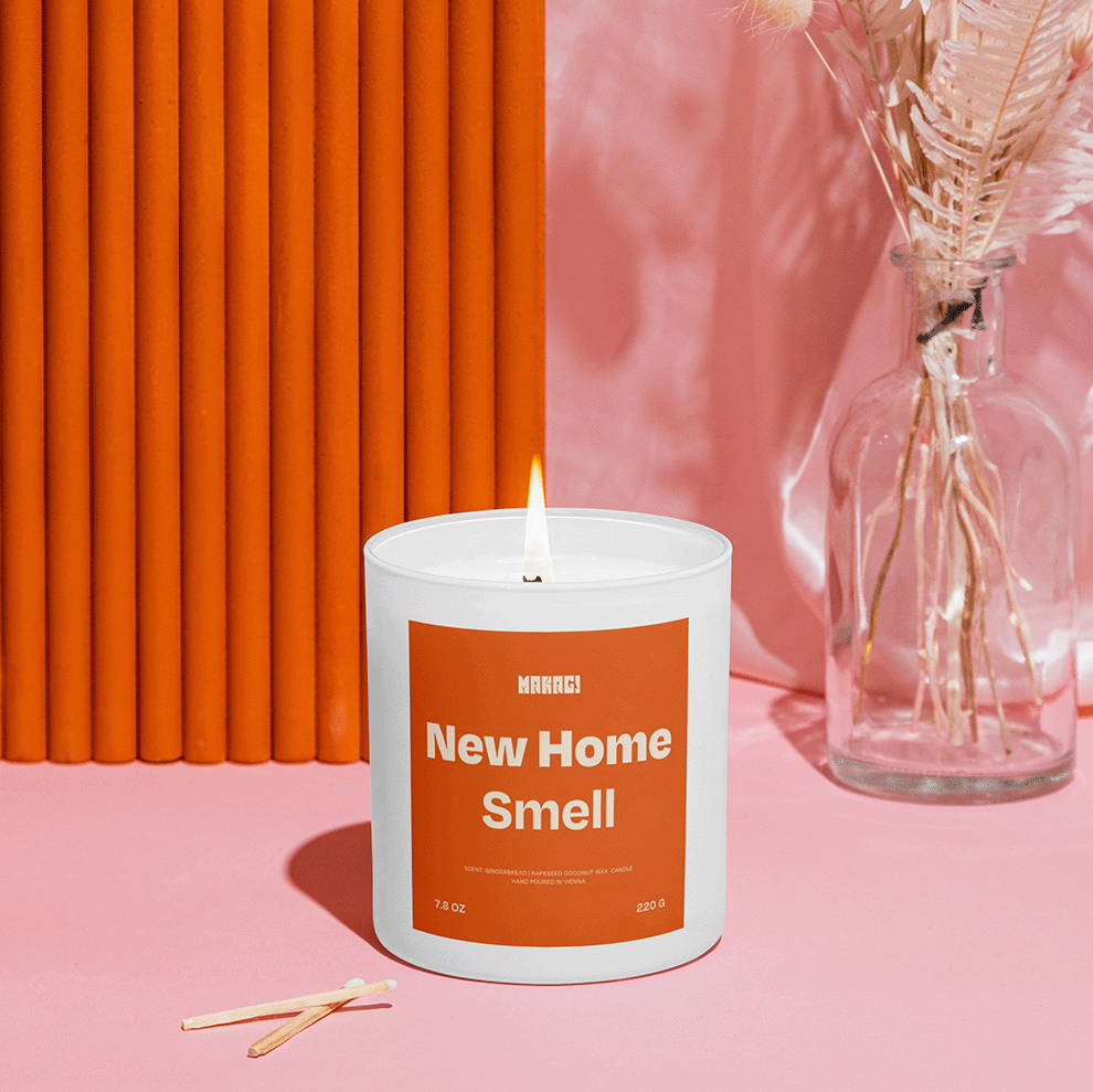 Kerze mit Spruch New Home Smell